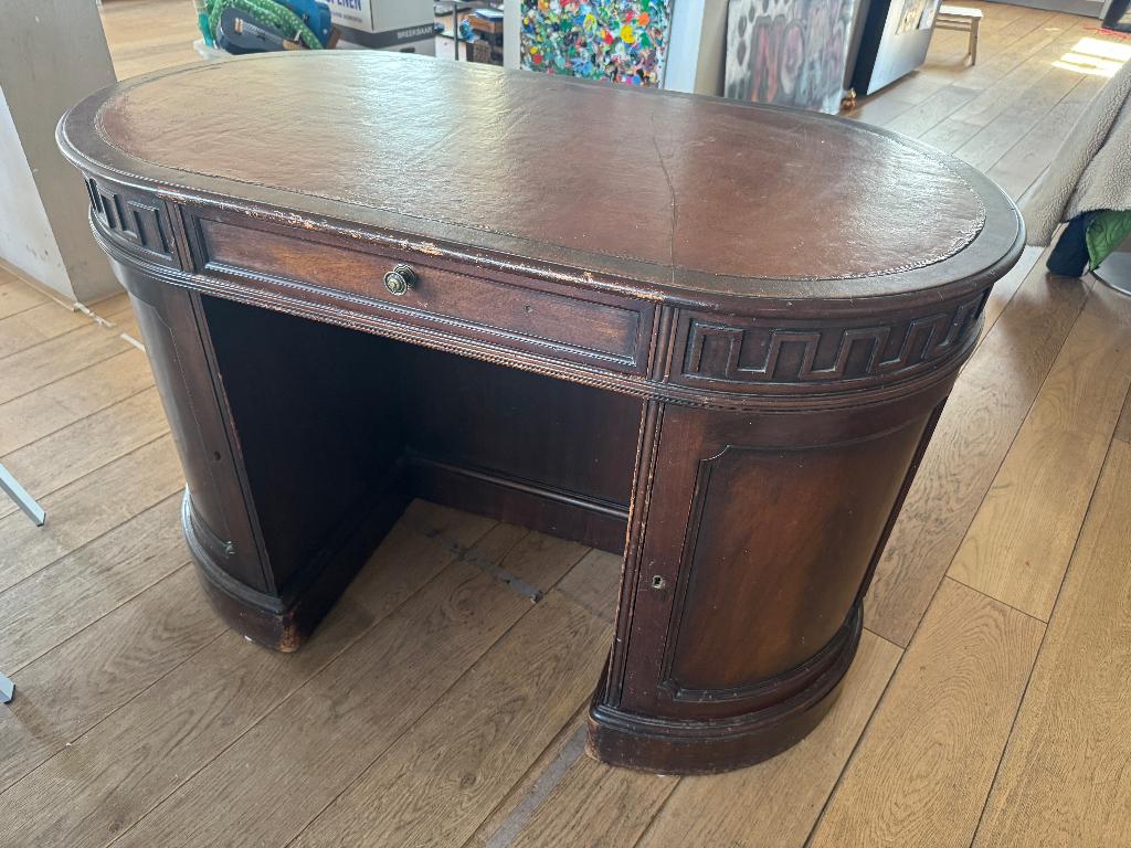 Antiek Victoriaans library desk van mahoniehout, Ophalen