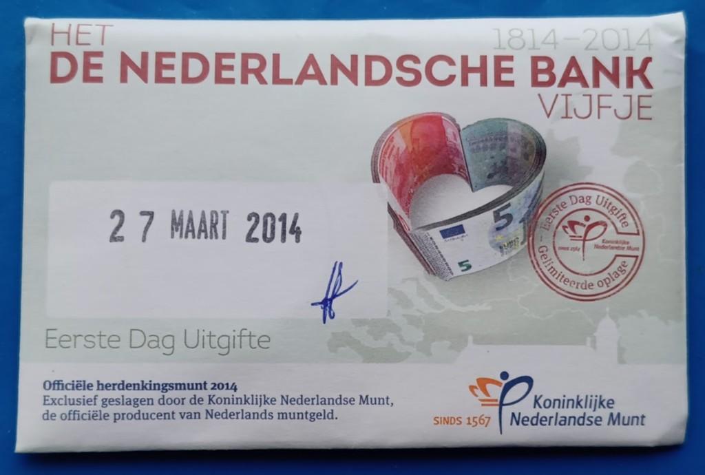 Eerste Dag-uitgifte van het ‘de Nederlandsche Bank’ Vijfje, Postzegels en Munten, Munten | Nederland, Verzenden, Koningin Beatrix