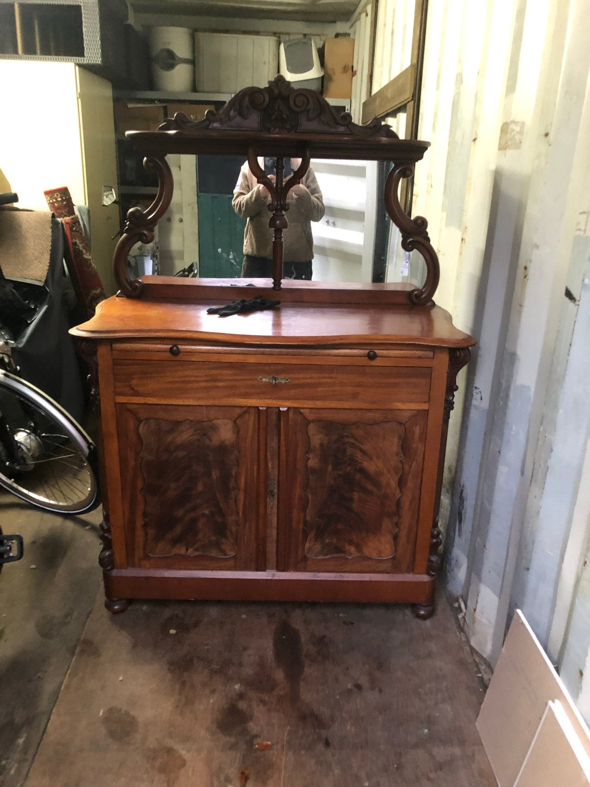 Antiek Open Bonheur dressoir met spiegel, Antiek en Kunst, Ophalen