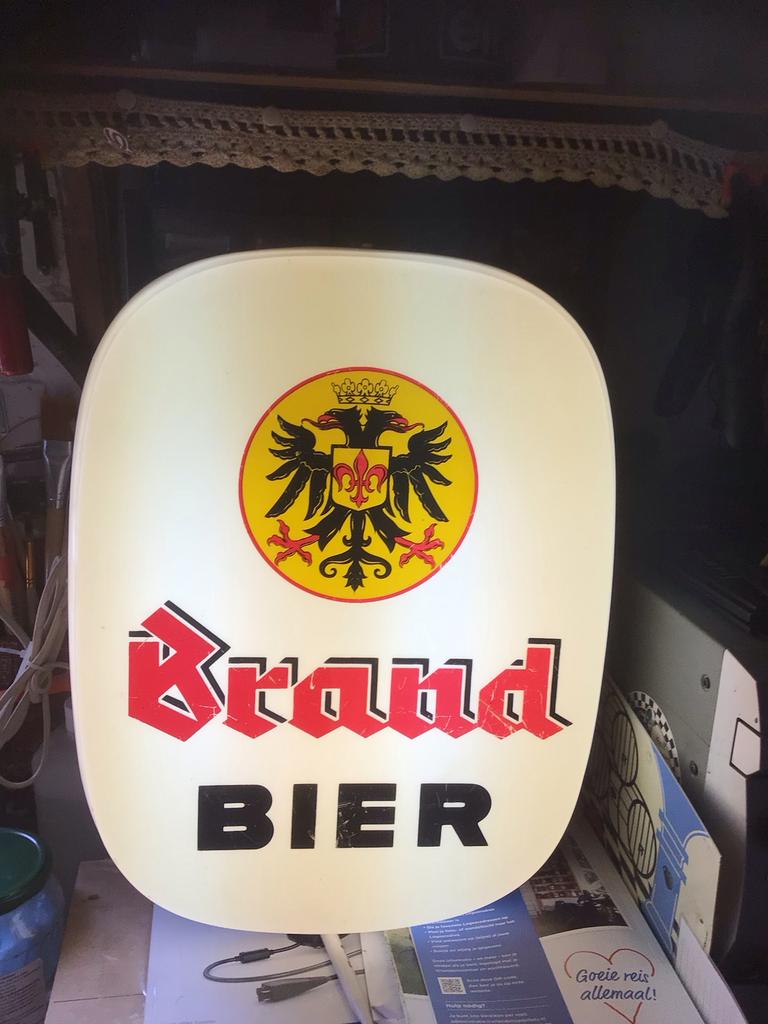 Lichtbak Brand Bier - Oude Logo - 40x30x11 cm, Ophalen of Verzenden, Gebruikt, Lichtbak of (neon) lamp