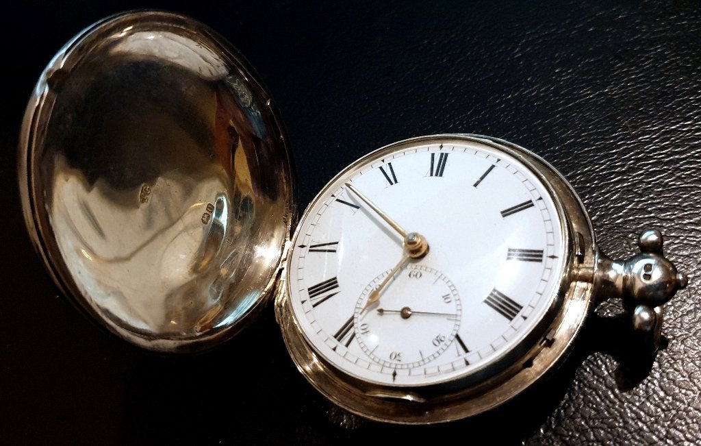 GROOT zakhorloge zilver HUNTER+DOKTORSUITV London 1815, Ophalen of Verzenden, Zilver, Overige typen