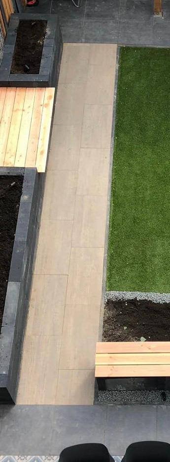16 keramische tuintegels 2cm – houtlook bruin, Tuin en Terras, Tegels en Klinkers, Ophalen, Keramiek, 5 tot 10 m², Zo goed als nieuw