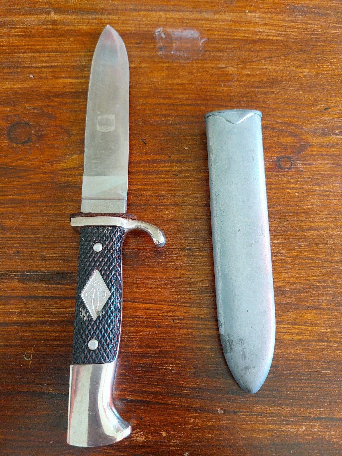Vintage Anton Wingen Jr. Solingen Duitsland Mes met Schede, Ophalen of Verzenden, Landmacht, Duitsland, Mes of Dolk