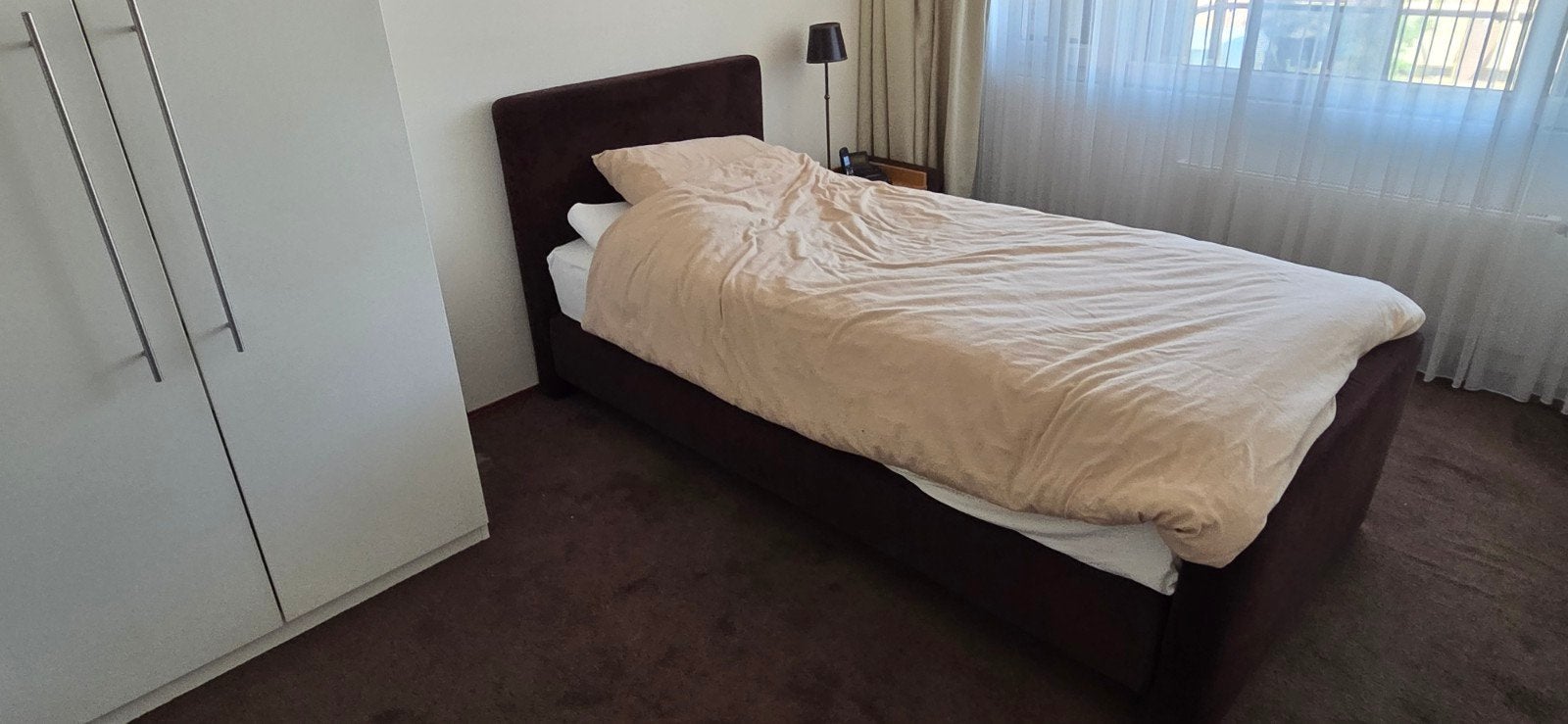 Eenpersoons bed, Ophalen, Eenpersoons, Bruin, 220 cm