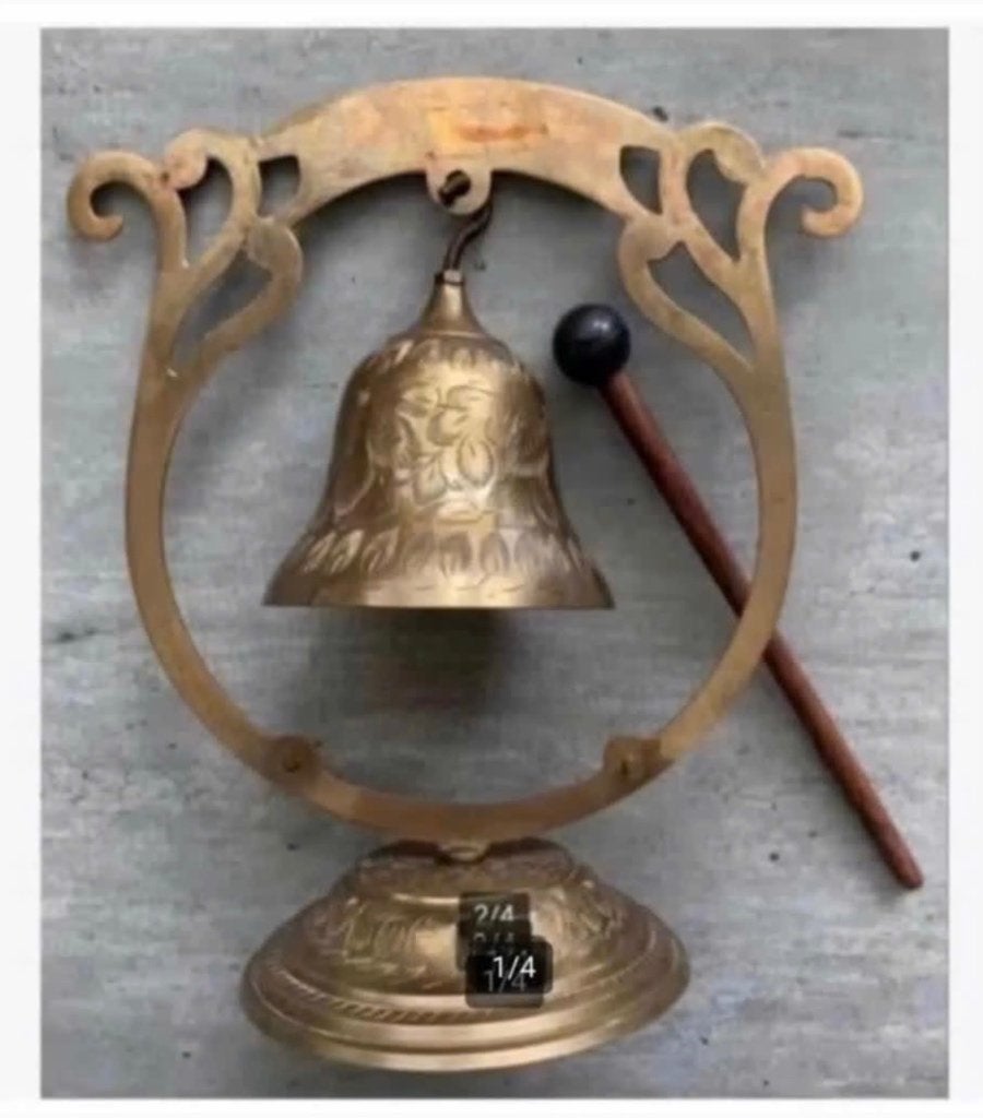 Oosterse bel/gong koper 23 cm hoog met slaghout, Antiek en Kunst, Ophalen of Verzenden