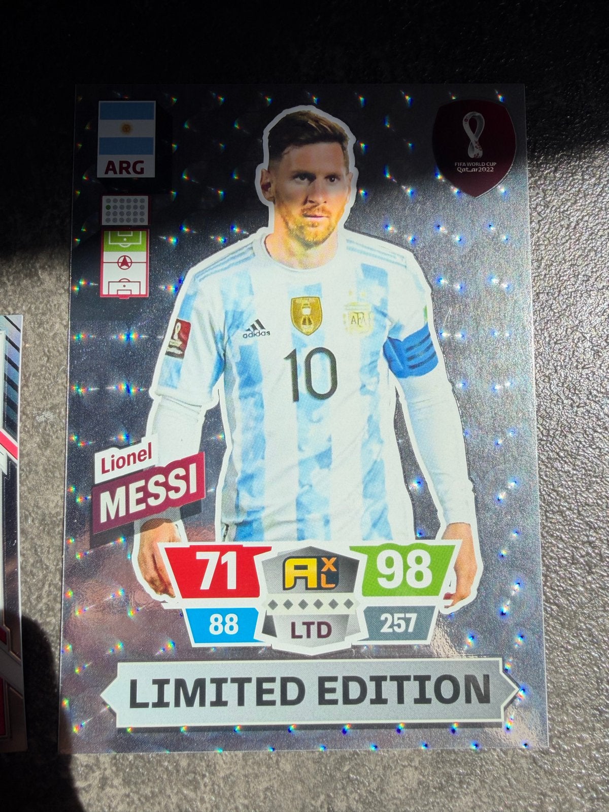 Panini WK 2022 Lionel Messi XXL Limited Edition Kaart, Ophalen of Verzenden, Zo goed als nieuw, Buitenlandse clubs, Spelerskaart
