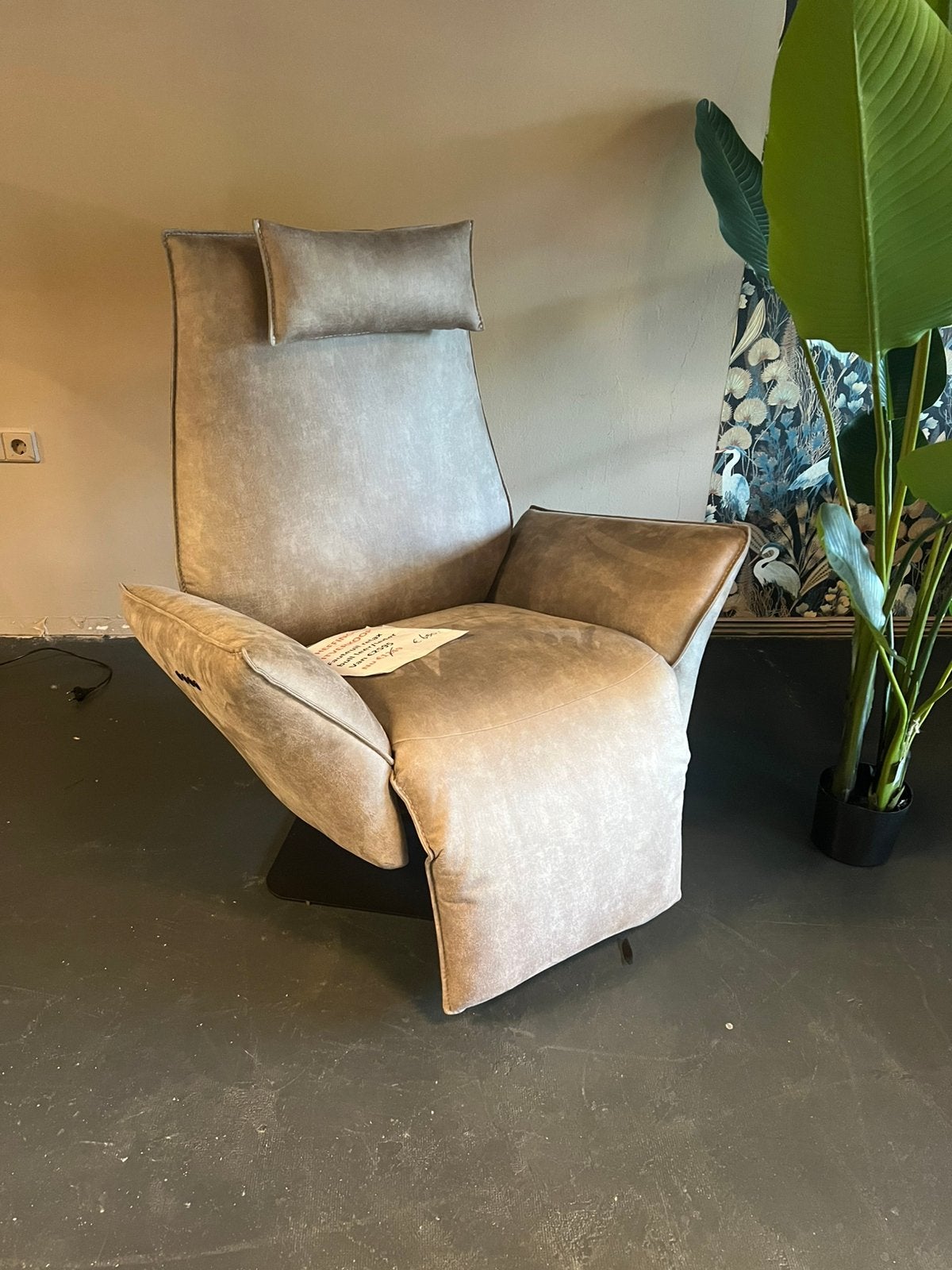 Relax fauteuil elektrisch met accu eco leer, Ophalen, Nieuw, Leer, 75 tot 100 cm