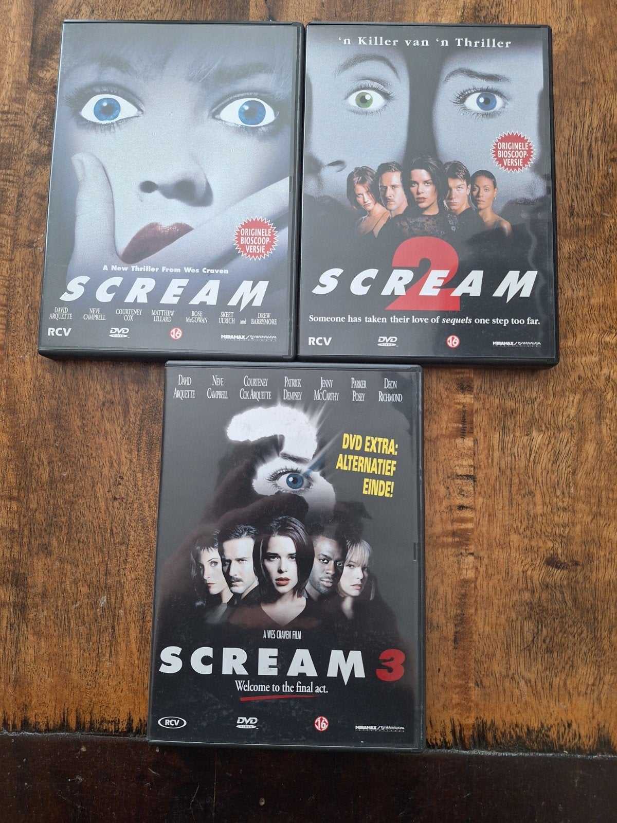 Scream 1, 2 en 3 DVD set, Psychologische thriller, Vanaf 16 jaar, Nederlands, Ophalen of Verzenden