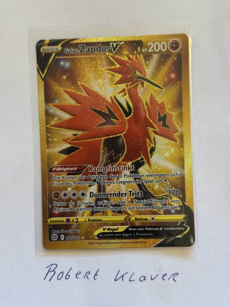 Gold Galarian Zapdos V Brilliant Stars 182/172, Hobby en Vrije tijd, Verzamelkaartspellen | Pokémon, Ophalen of Verzenden, Nieuw