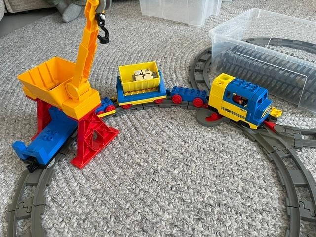 DUPLO Goederentrein met rails en wissels, Gebruikt, Overige thema's, Overige typen, Ophalen of Verzenden