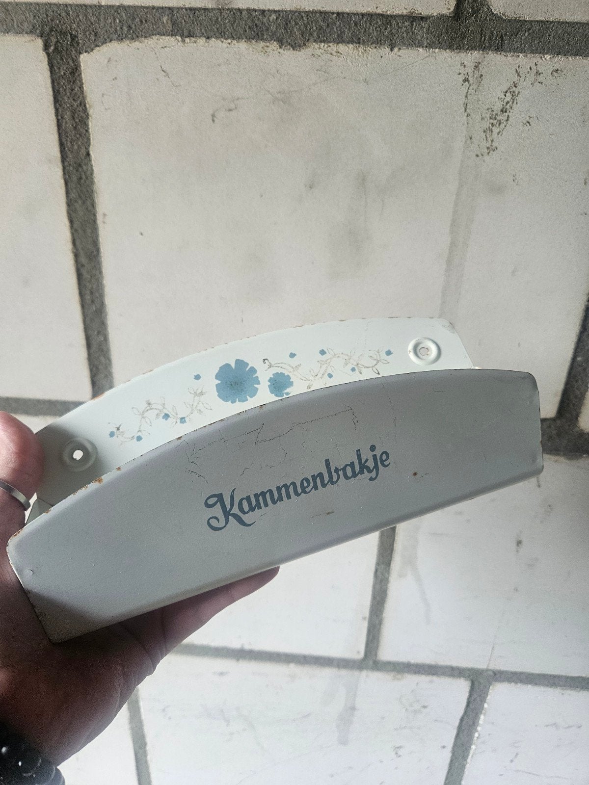 Vintage Brabantia kammenbakje met bloemmotief, Ophalen of Verzenden
