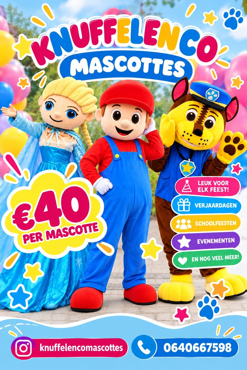 Mario mascotte te huur, Ophalen, Zo goed als nieuw, Verjaardag