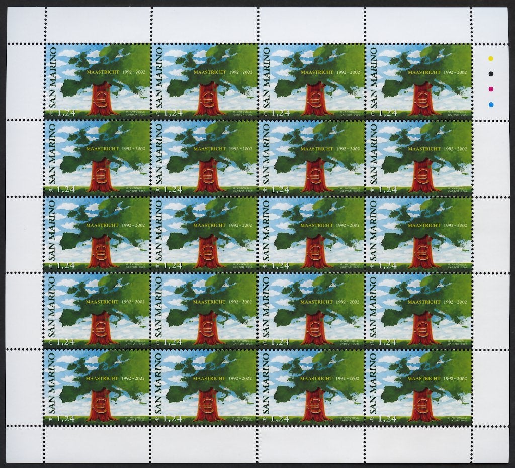 San Marino, 2002, Verdrag Maastricht, EU, postfris, Mi 2022, Ophalen of Verzenden, Overige landen, Postfris