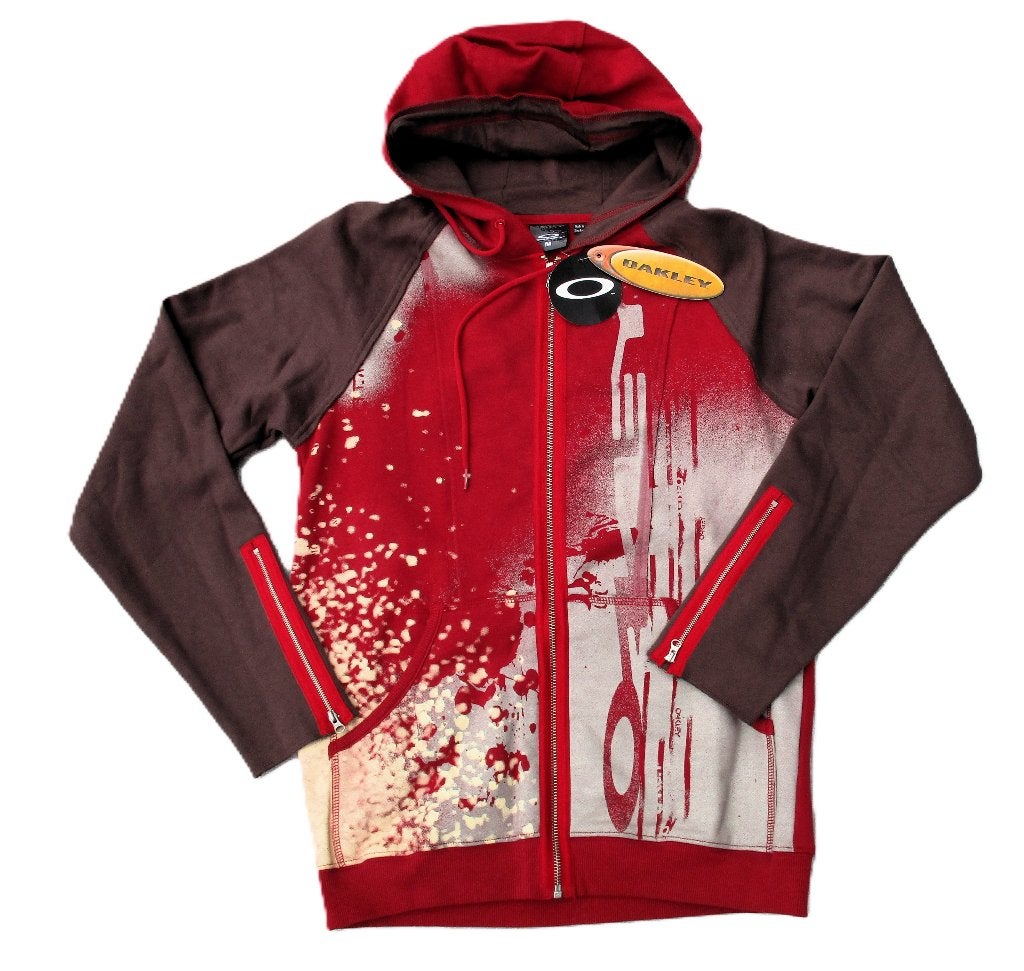 OAKLEY VINTAGE FLEECE ZIP SPRAYED FRONT DARK RED MEDIUM, Info@taurusvintage.nl, OAKLEY, Maat 48/50 (M), Nieuw
