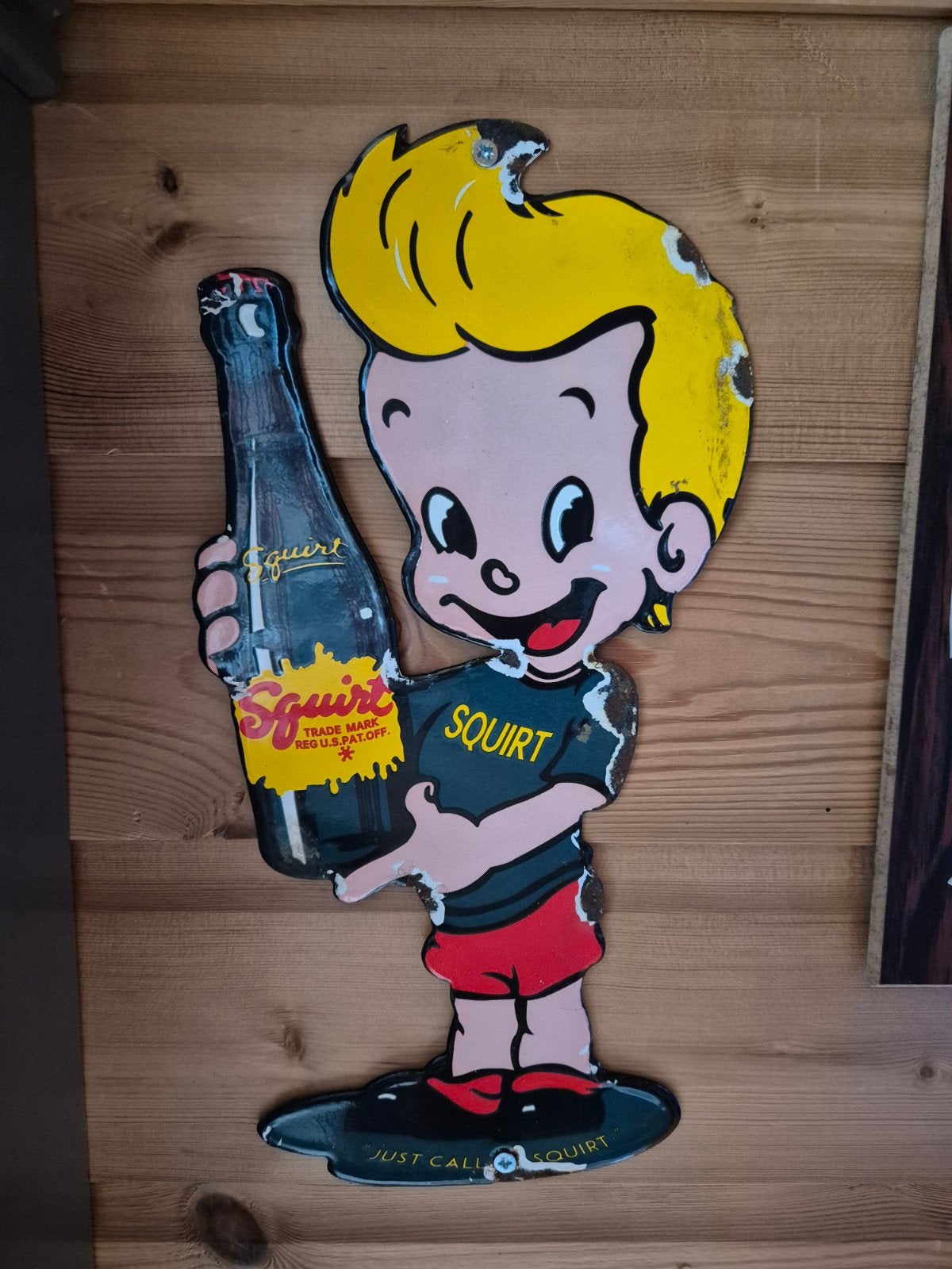Vintage Squirt frisdrank reclamebord - 31cm, Ophalen of Verzenden