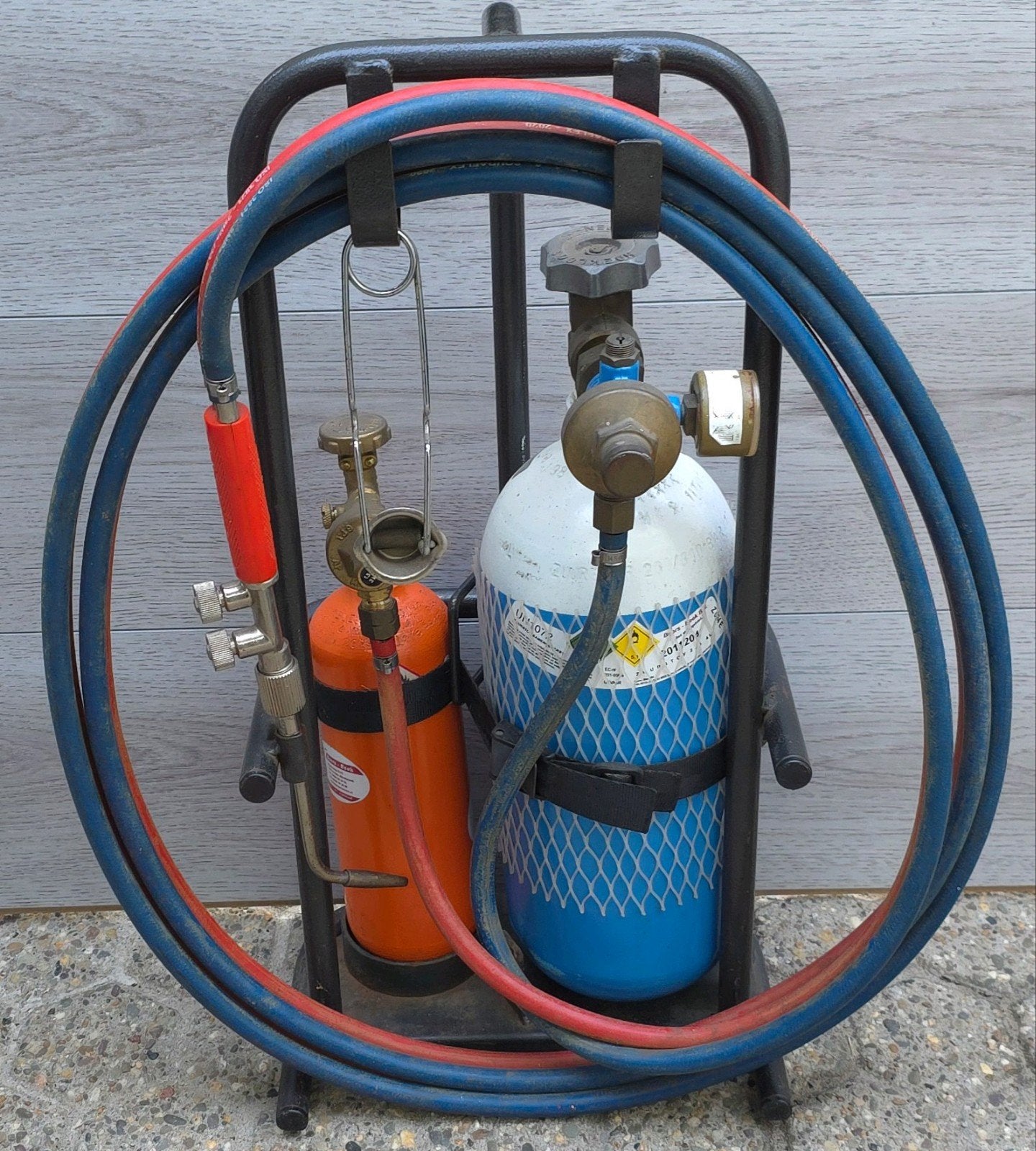 Complete Autogeen Las- en Snijset met Kar en Gasflessen, Doe-het-zelf en Verbouw, Gereedschap | Lasapparaten, Ophalen, Gebruikt