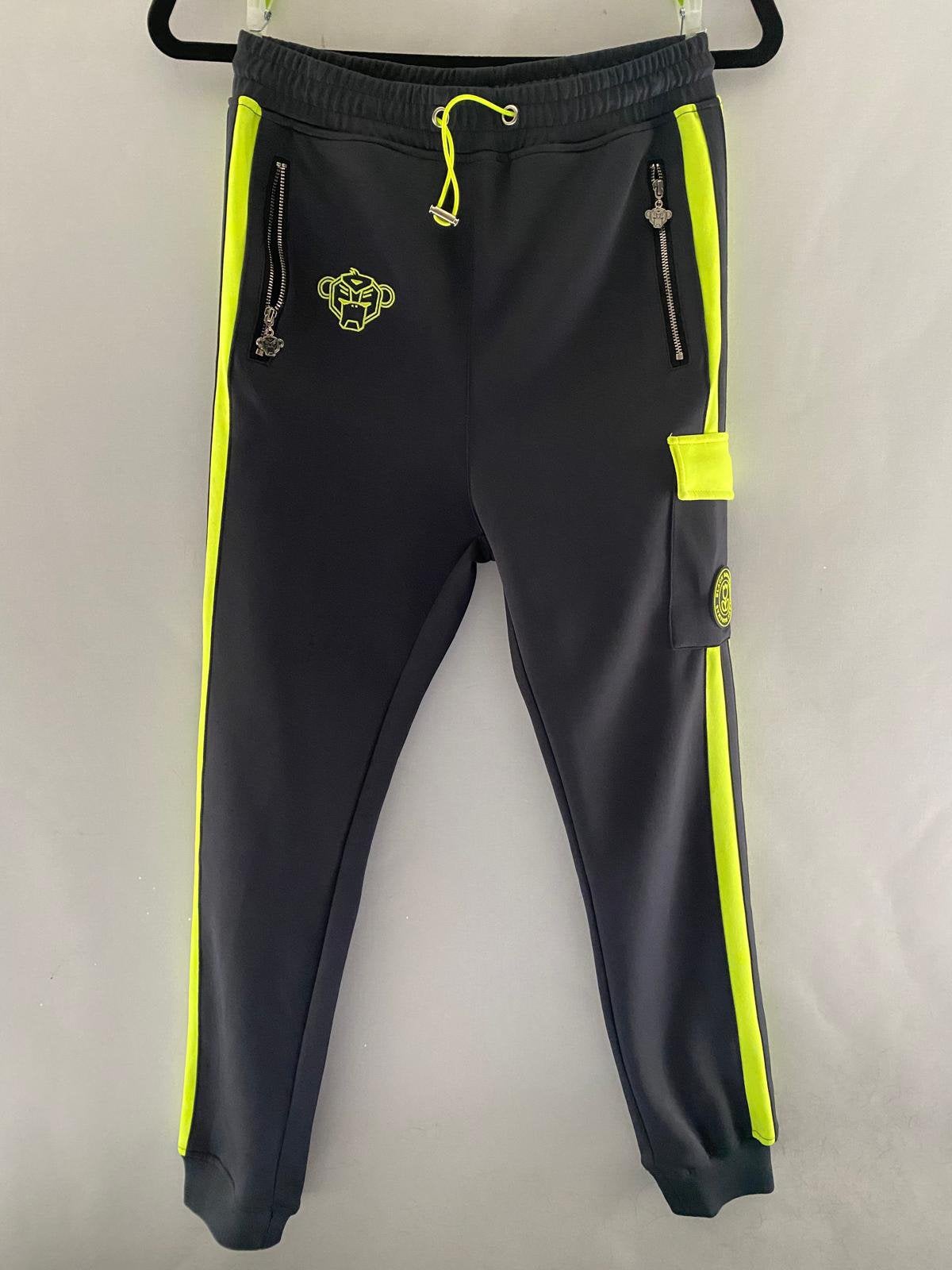 Black Bananas joggingbroek marineblauw neon geel maat 164, Ophalen of Verzenden, Zo goed als nieuw, Jongen, Broek