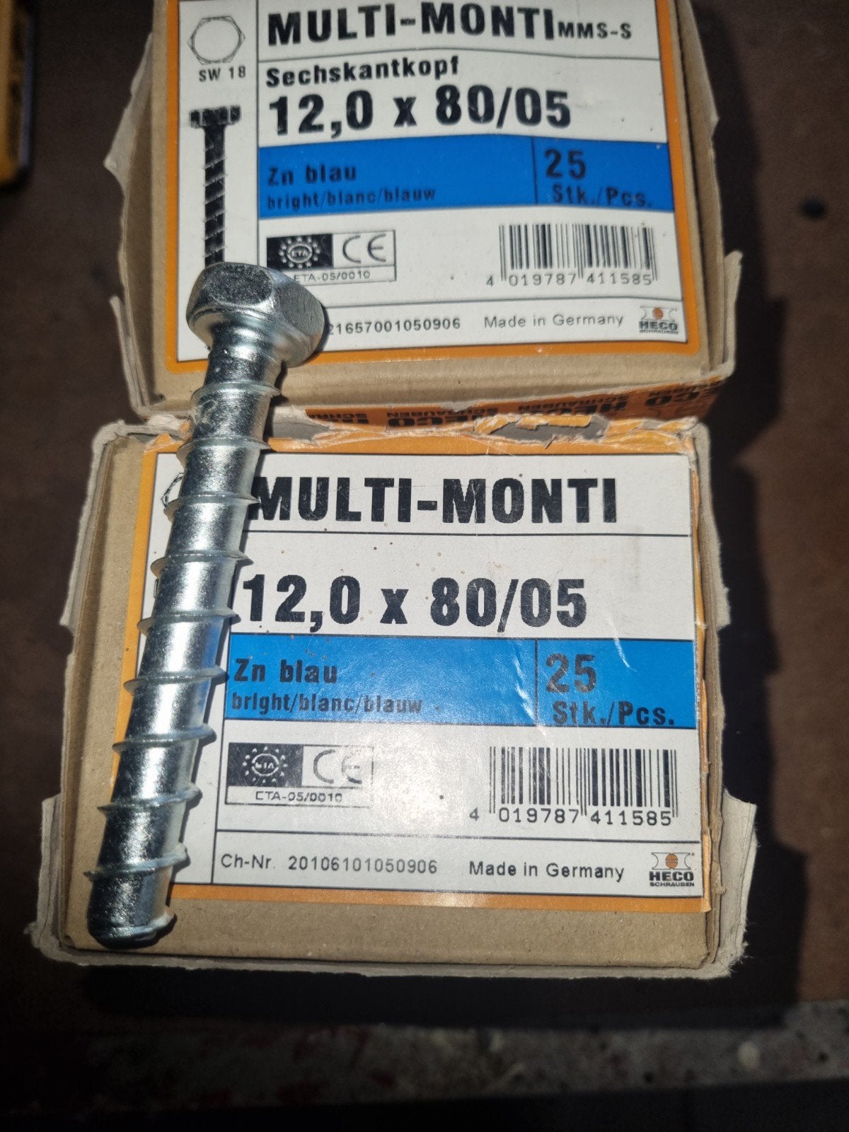 MULTI-MONTI 12,0 x 80/05 MMS betoenschroeven (2x25 stuks), Ophalen, Zo goed als nieuw, 50 tot 100 mm, Schroeven