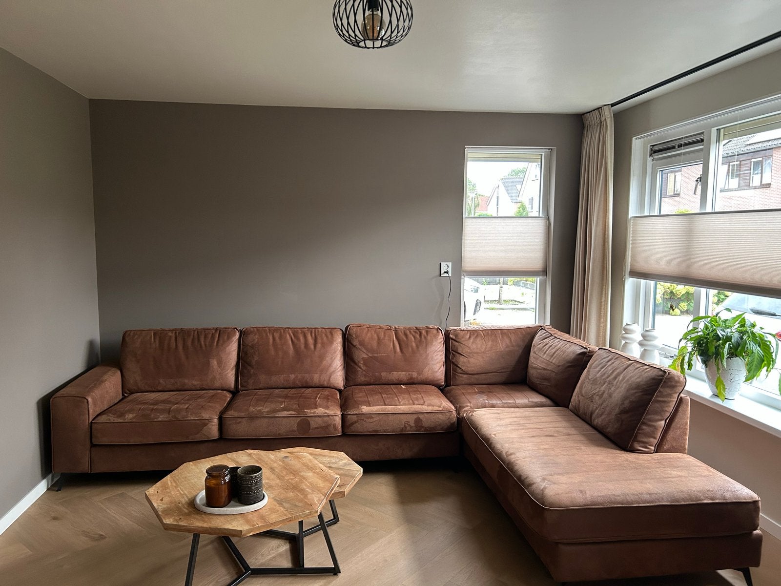 Hoekbank cognac met garantie, Huis en Inrichting, Banken | Bankstellen, Ophalen, Hoekbank, 300 cm of meer, Leer