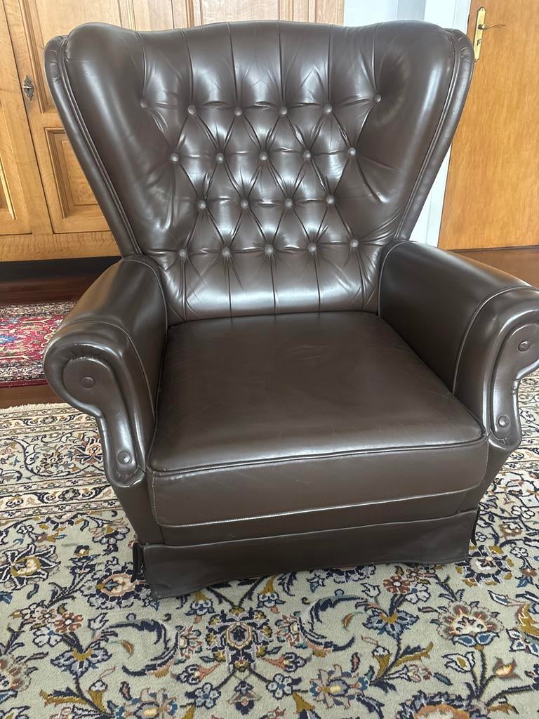 fauteuil, Ophalen, Gebruikt, Bruin, Leer