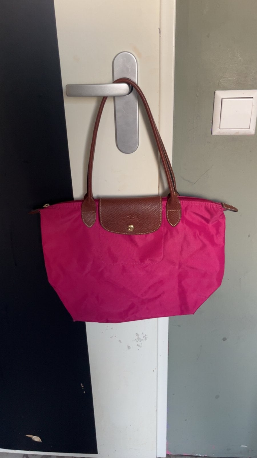 Longchamp Le Pliage Handtas maat M  - Roze ( origineel ), Ophalen of Verzenden, Gebruikt, Roze, Handtas