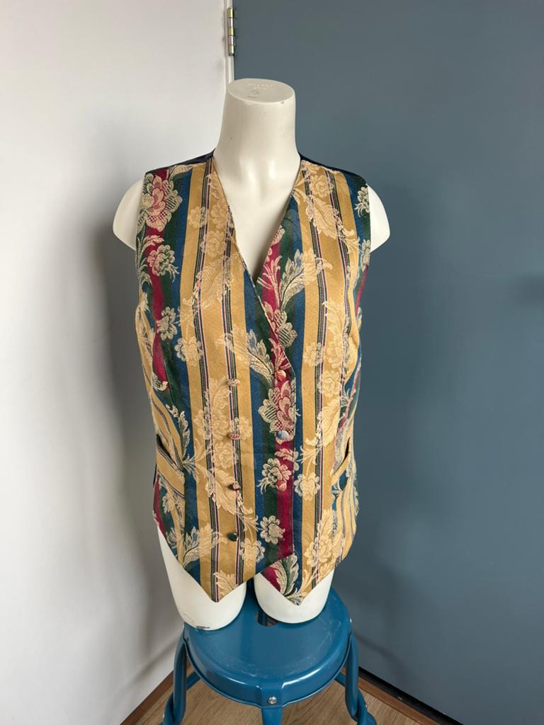 Pulls vintage gilet beige rood blauw, Blauw, Maat 42/44 (L), Ophalen of Verzenden, Zo goed als nieuw