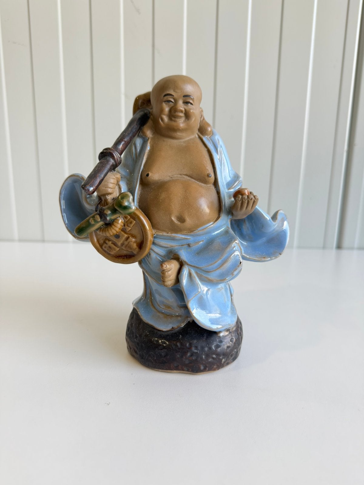 Vintage keramiek lachende Boeddha mudman beeldje, Huis en Inrichting, Ophalen of Verzenden, Zo goed als nieuw
