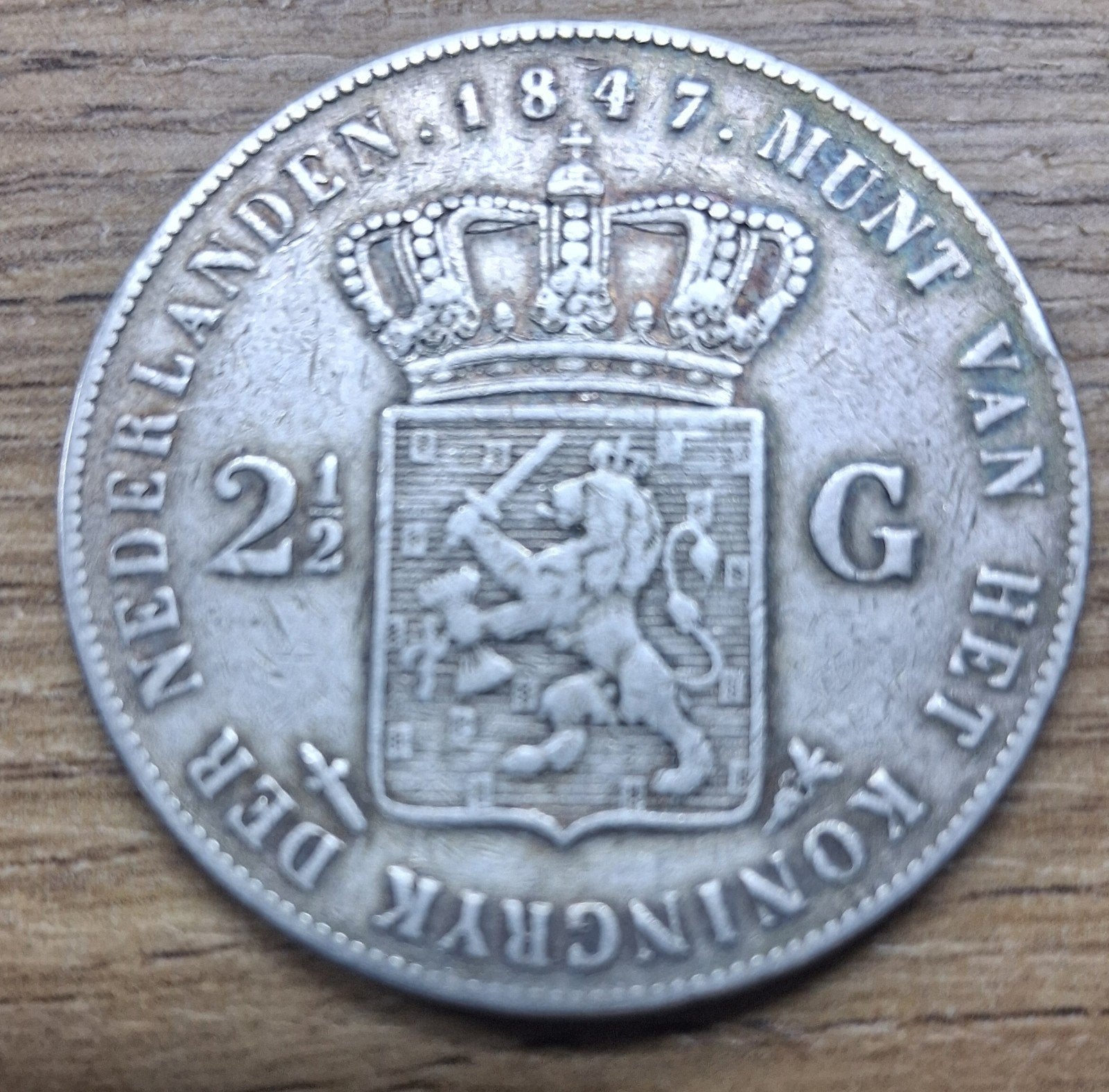 Zilveren 2,5 Gulden 1847 rijksdaalder koning willem 2, Zilver, Ophalen of Verzenden, Losse munt, 2½ gulden