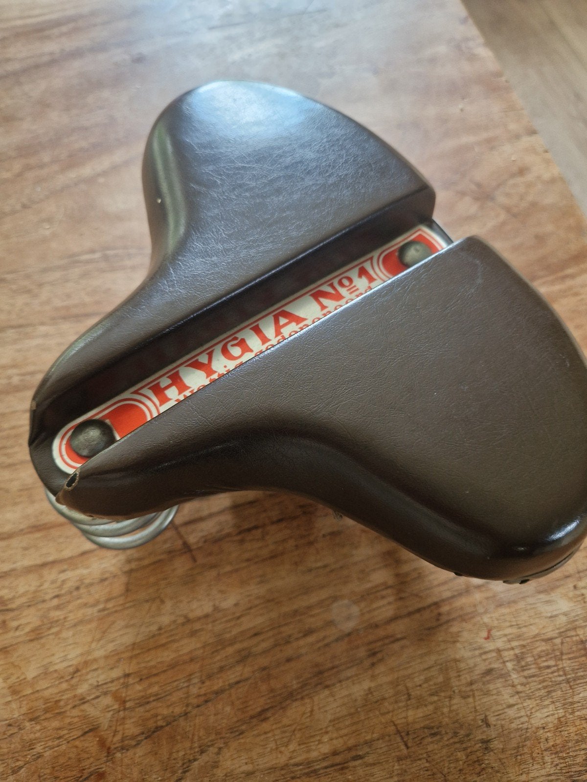 Vintage Hygia Nr 1 Fietszadel, Fietsen en Brommers, Fietsonderdelen, Toerfiets, Gebruikt, Leer, Hygia