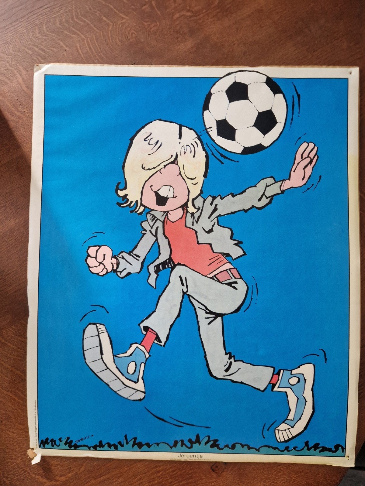 Jeroentje voetbalposter - Vintage sportillustratie, Ophalen