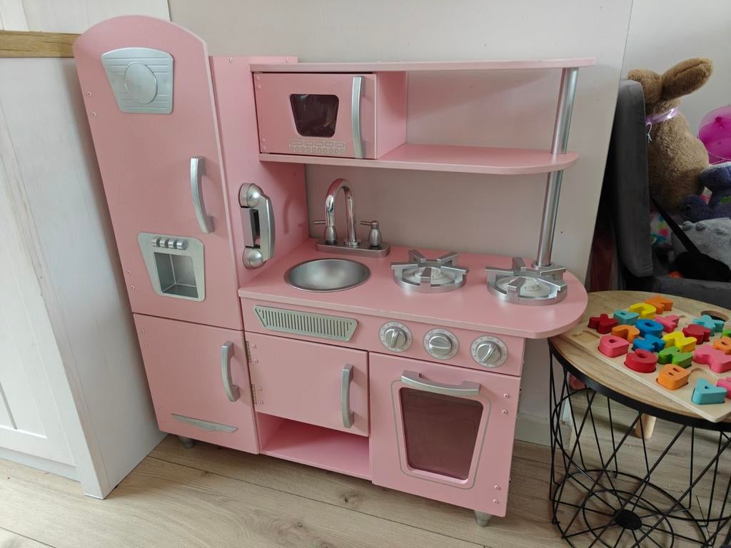Roze speelgoedkeuken voor baby's en peuters, Ophalen, Gebruikt, Hout, Speelkeuken