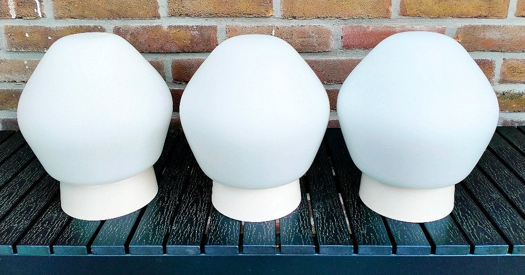 3x Antieke Witte Jugendstil Bauhaus / Thabur Lamp - Nr2, Vintage, Thabur, Wit, Plafondlamp