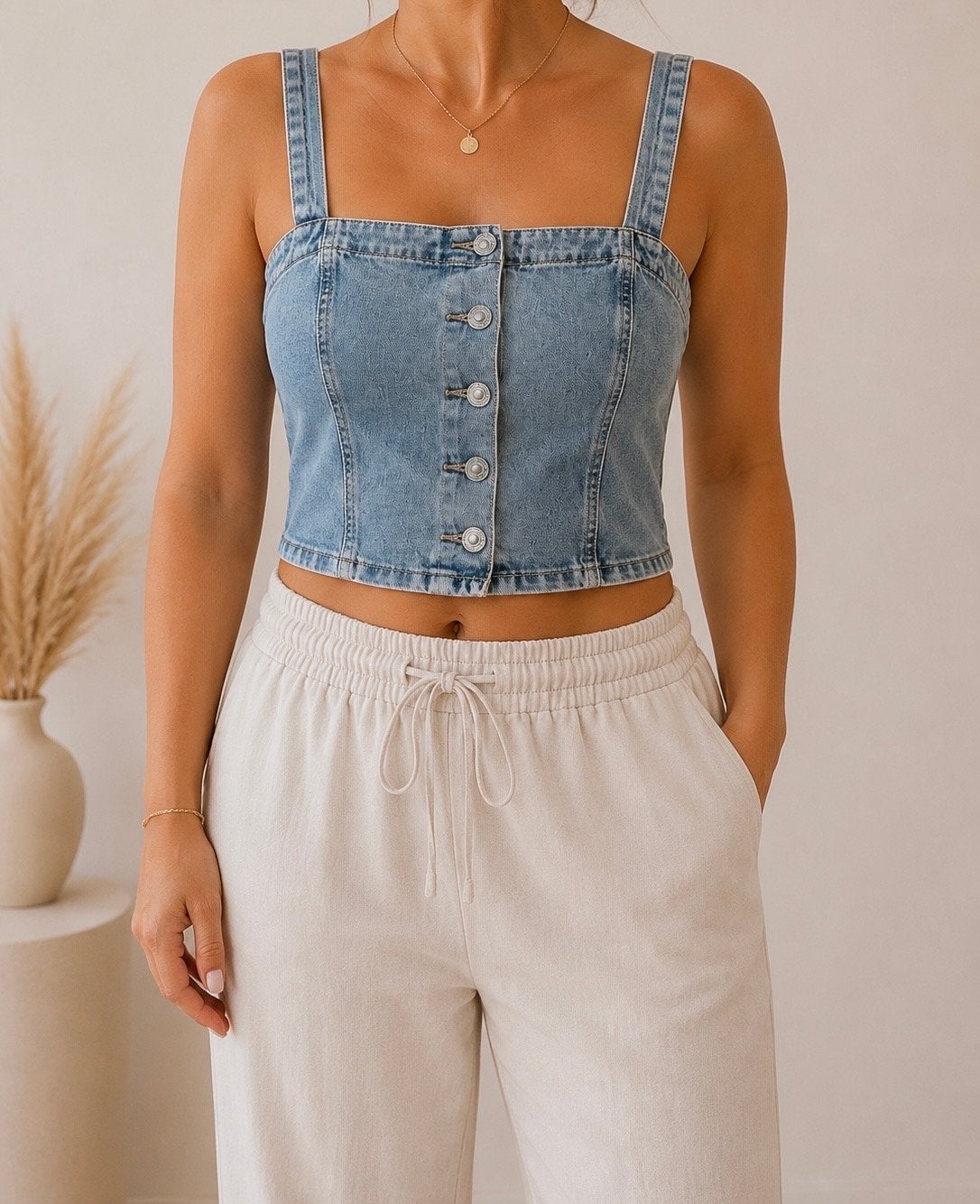 Costes Denim Crop Top - Maat XL, Blauw, Maat 46/48 (XL) of groter, Ophalen of Verzenden, Zo goed als nieuw