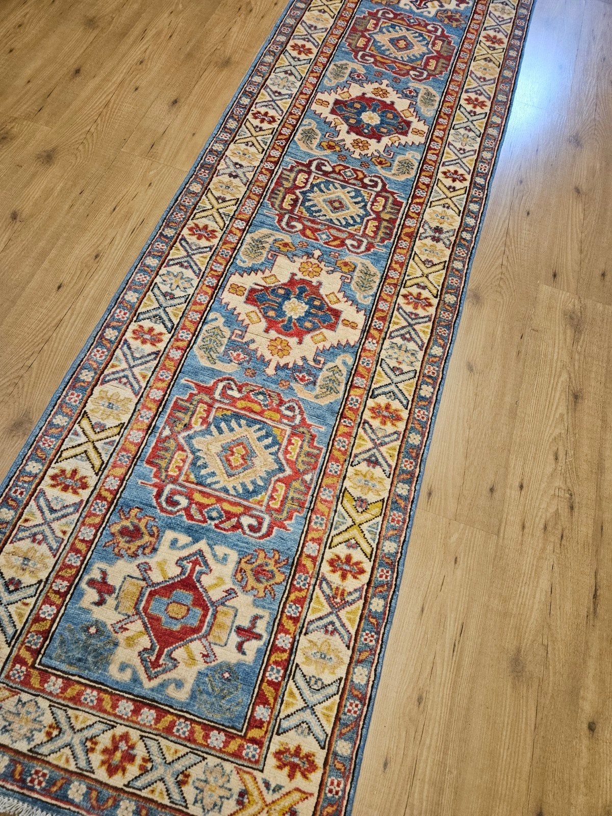 Handgeknoopt oosters tapijt loper kazak 285x80, Huis en Inrichting, Stoffering | Tapijten en Kleden, Info@SlatsAntiek.nl, Perzisch
