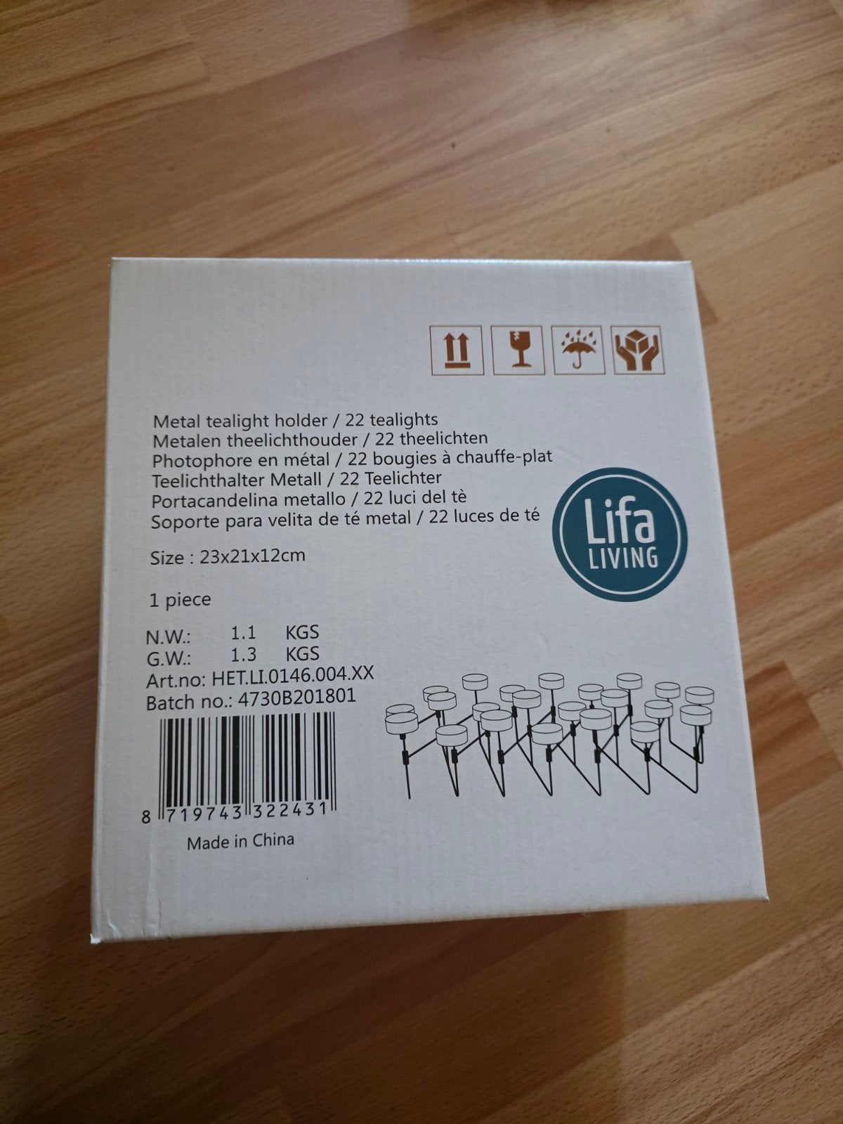 Metalen theelichthouder voor 22 theelichten, Huis en Inrichting, Woonaccessoires | Kandelaars en Kaarsen, Ophalen of Verzenden