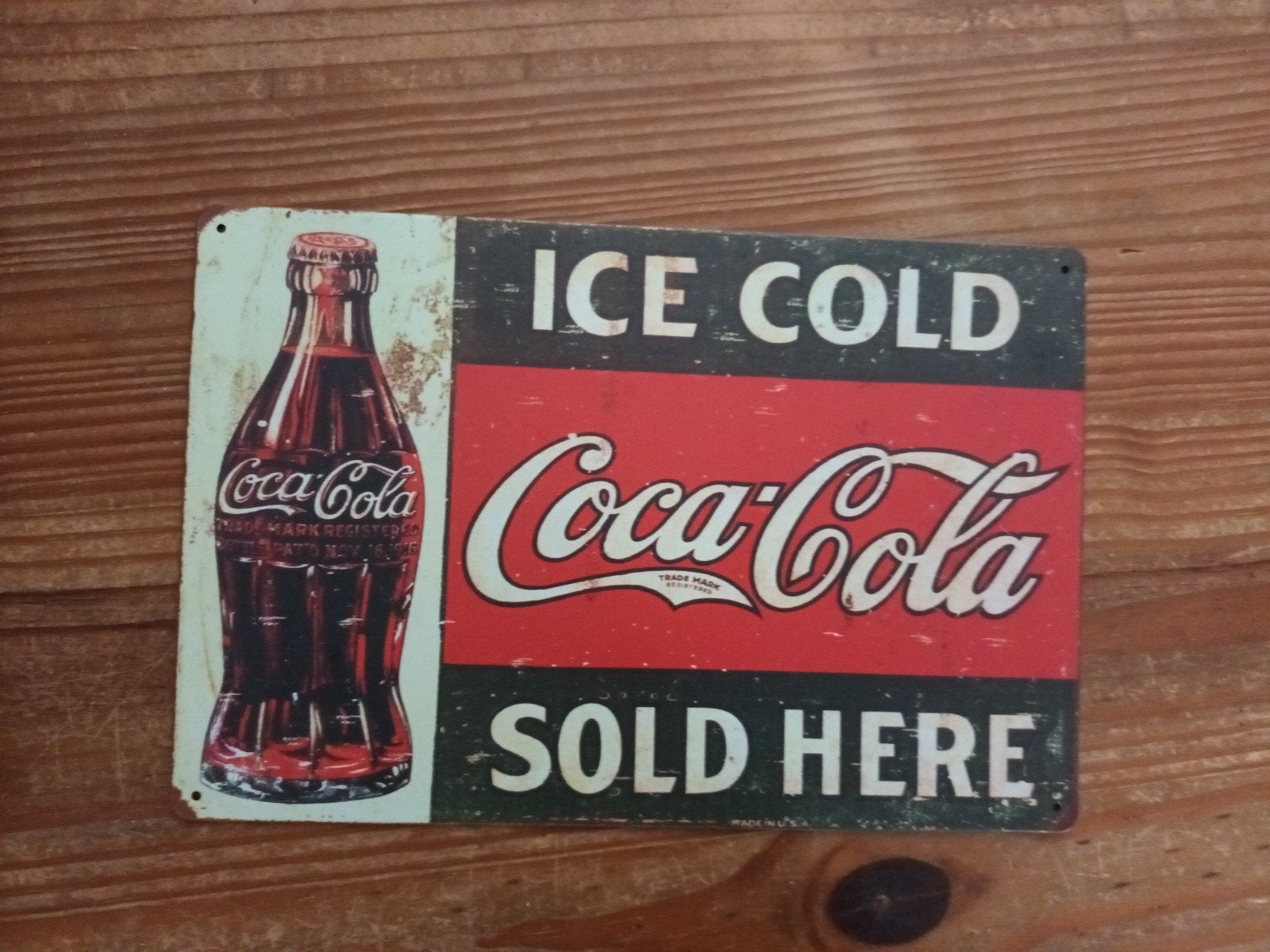 Vintage Coca-Cola Reclamebord - Ice Cold Sold Here, Ophalen of Verzenden