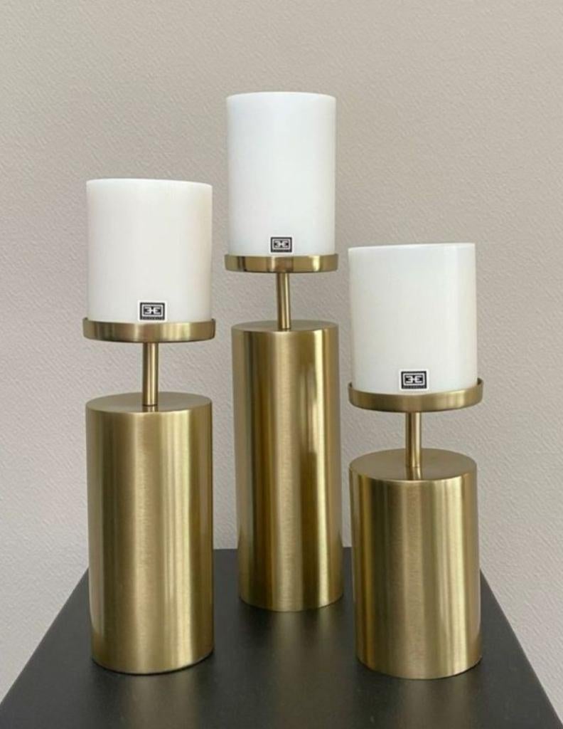 Kersten- Set kaarsenhouders Sara - 11x23/11x28/11x33 cm Gold, Overige kleuren, 25 tot 50 cm, Nieuw, Ophalen of Verzenden
