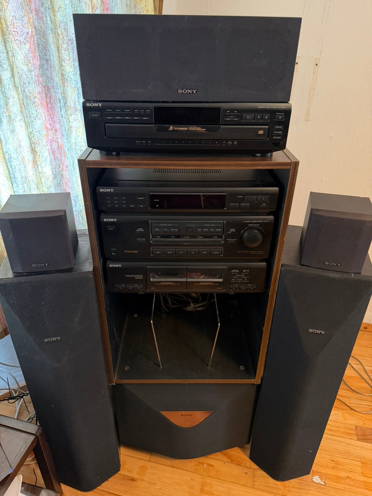 Sony Home Cinema Stereo Set – met 5-disc CD-wisselaar, Ophalen, Zo goed als nieuw, Cassettedeck, Sony