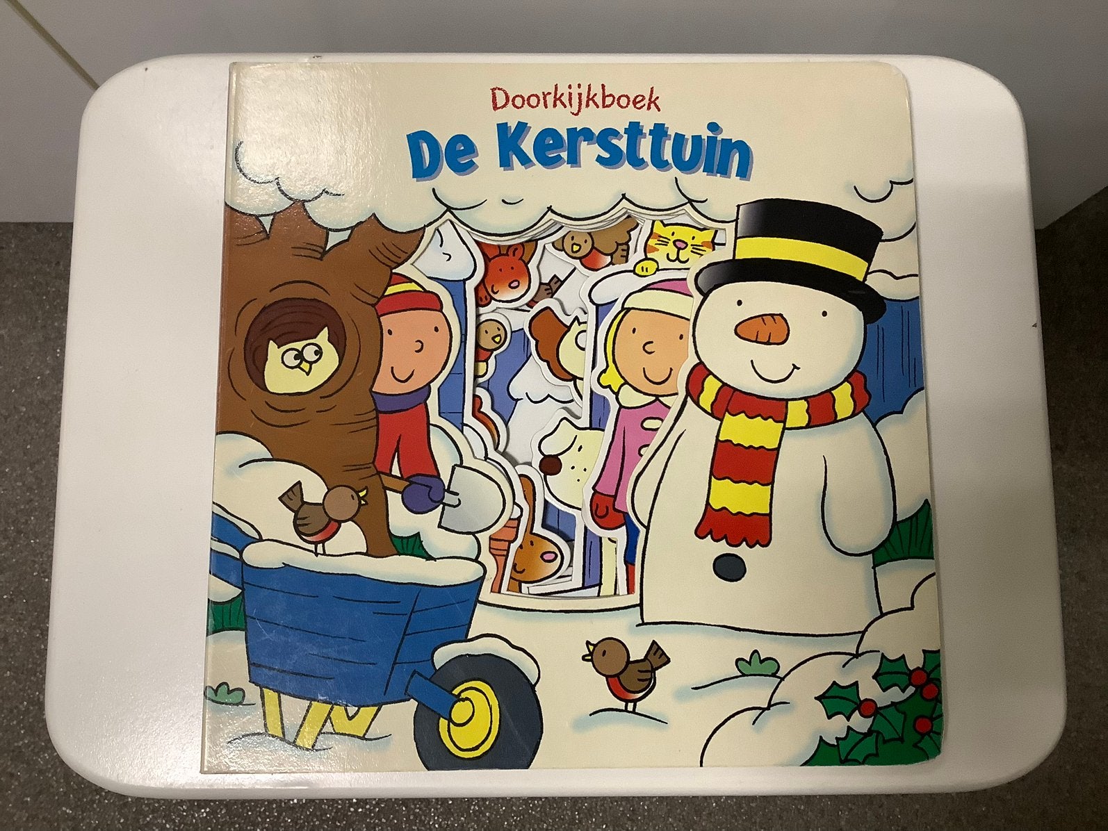 Boek Doorkijkjes ontdekken Wintertuin Kerst Sneeuwman, Gelezen, Ophalen of Verzenden, 2 tot 3 jaar, Uitklap-, Voel- of Ontdekboek