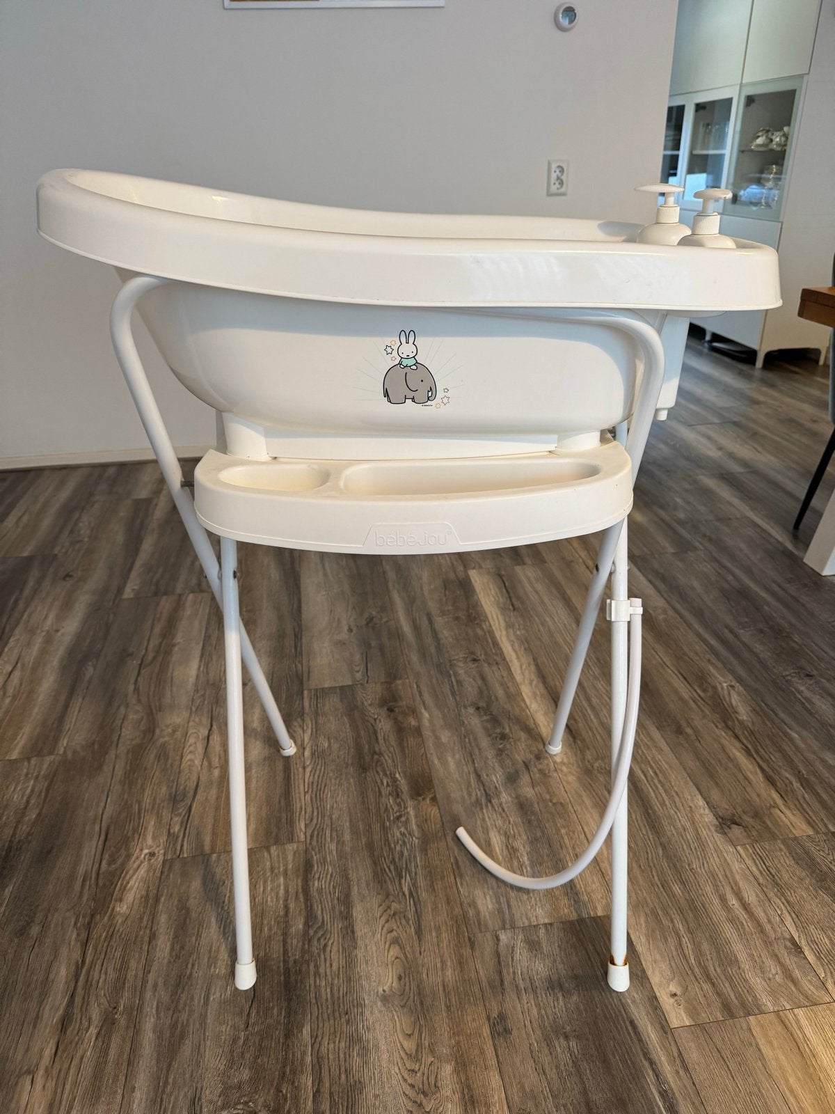 Bébé-jou babybadje met standaard en thermometer, Gebruikt, Ophalen of Verzenden, Badje, Bébé-jou