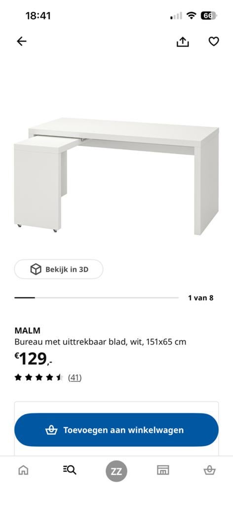 Ikea bureau Malm, Ophalen, Zo goed als nieuw