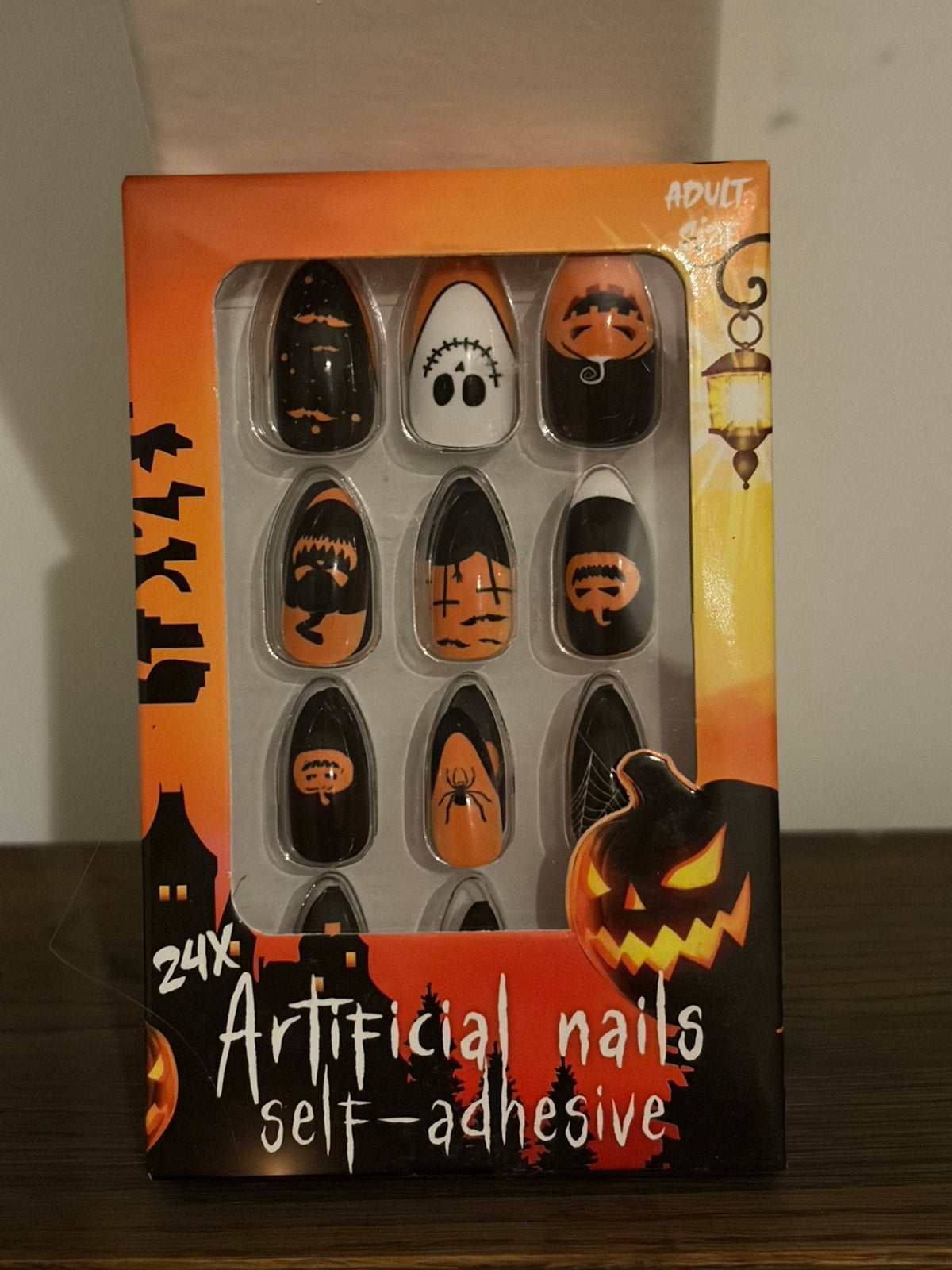 Halloween nail art nepnagels artificial nails nieuw, Nieuw, Oranje, Ophalen of Verzenden, Handen en Nagels