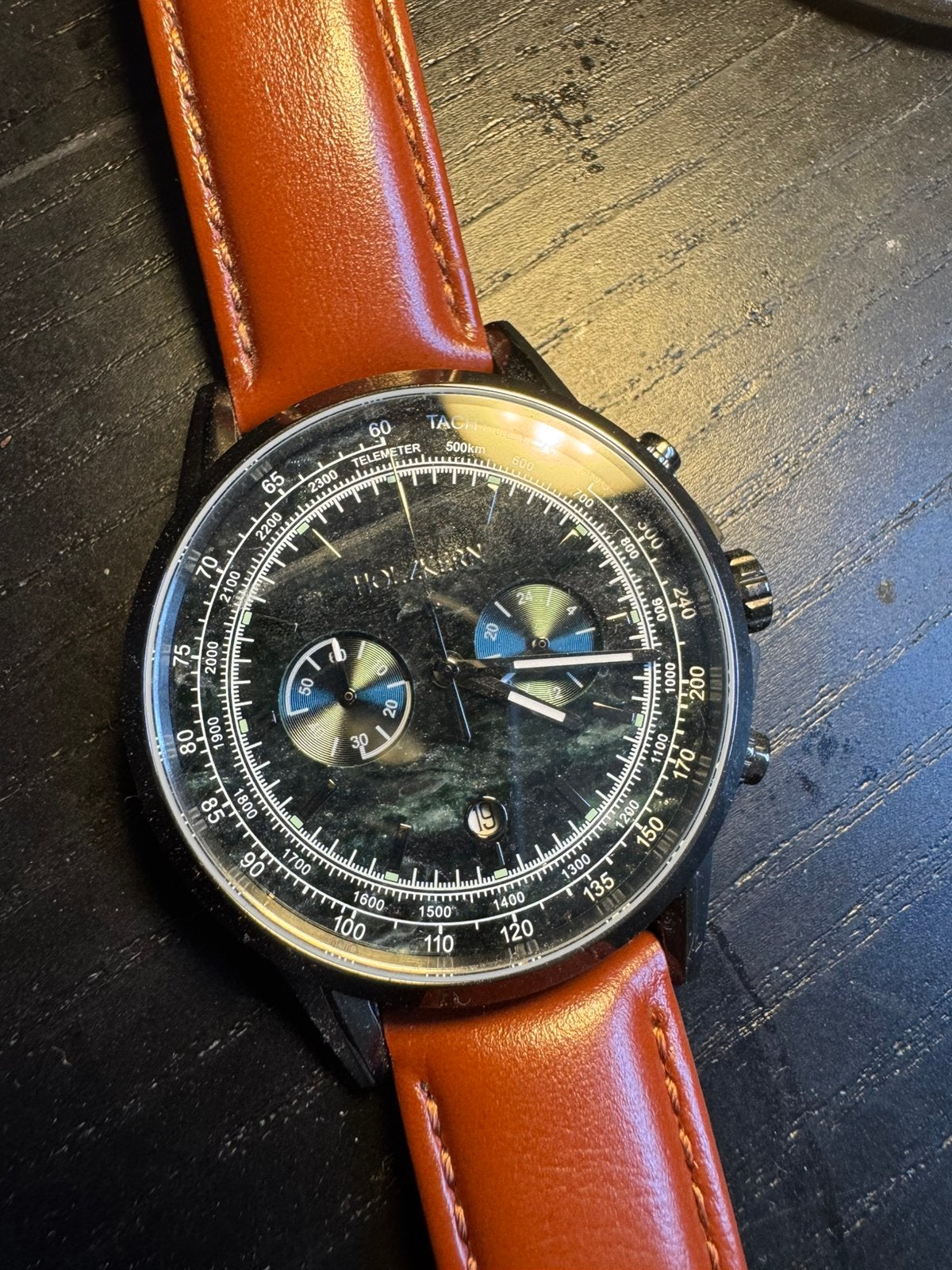 Holzkern Archery Horloge (Marble/Dark Grey), Overige merken, Leer, Staal, Verzenden
