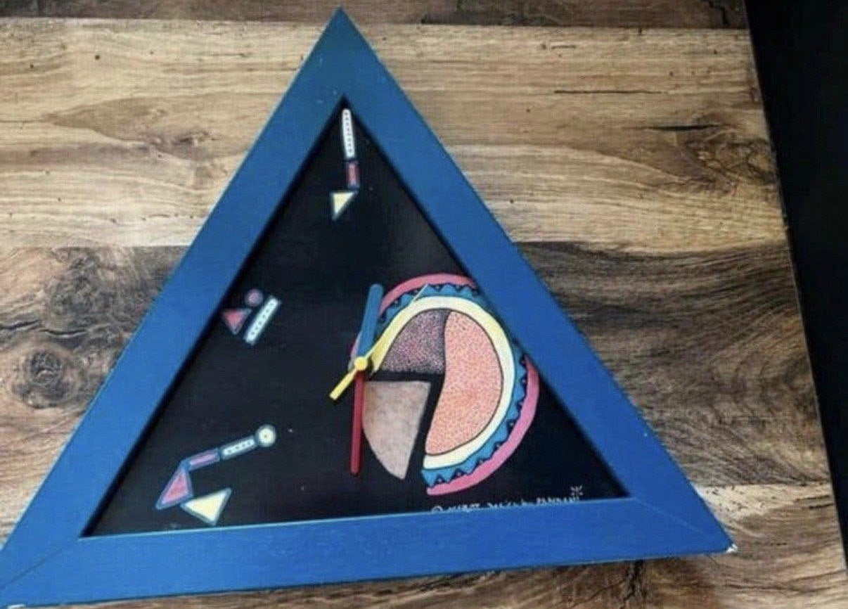 Jaren '90 Abstract MAZZOT Wandklok, Ophalen of Verzenden, Zo goed als nieuw, Analoog, Wandklok