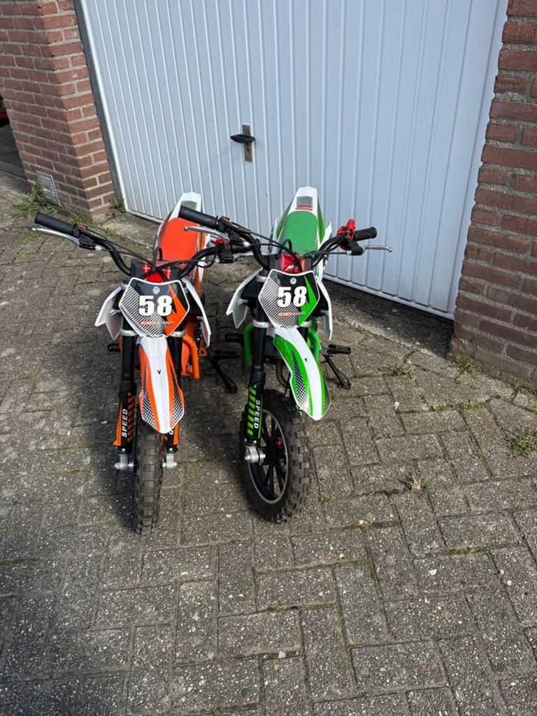 2-takt Pitbike - KXD Pro 49cc Cross (Groen/Oranje), Ophalen, Zo goed als nieuw, Schijfrem, Pitbike