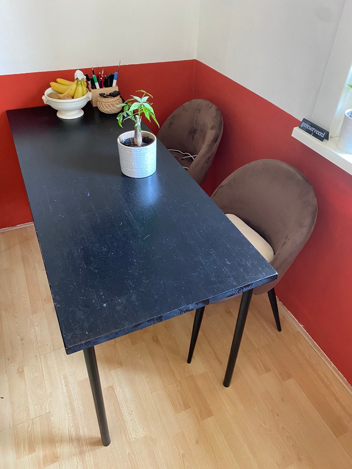 Slanke/dunne houten eettafel of bureau, Huis en Inrichting, Tafels | Eettafels, Ophalen, 100 tot 150 cm, 50 tot 100 cm, Zo goed als nieuw