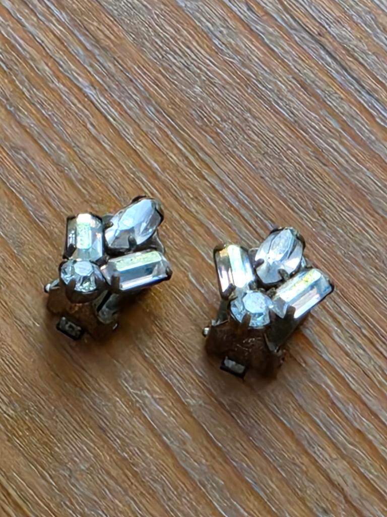 Vintage clip-on oorbellen met kristallen, Met kristal, Overige materialen, Gebruikt, Ophalen of Verzenden