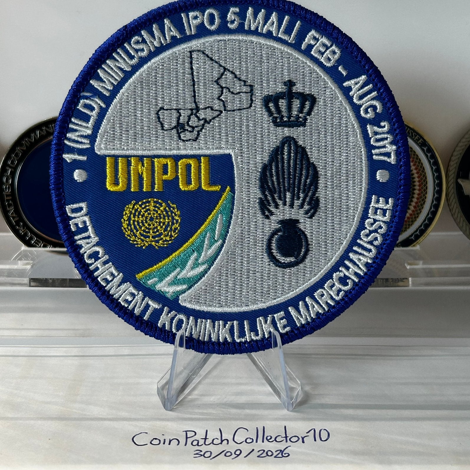 1(NLD) Détachement KMar MINUSMA Mali Patch, Verzamelen, Ophalen of Verzenden, Marechaussee, Nederland, Embleem of Badge