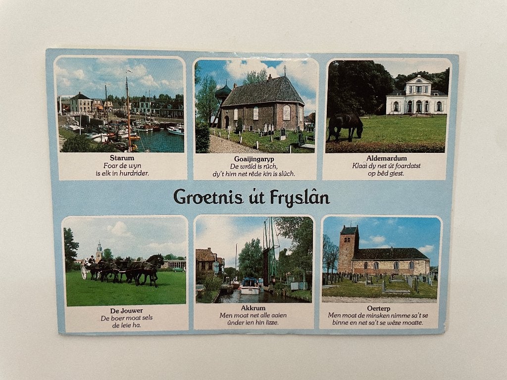 D870 Oude ansichtkaart Friesland : Groetnis ut Fryslan, Ophalen of Verzenden, Voor 1920, Gelopen, Friesland