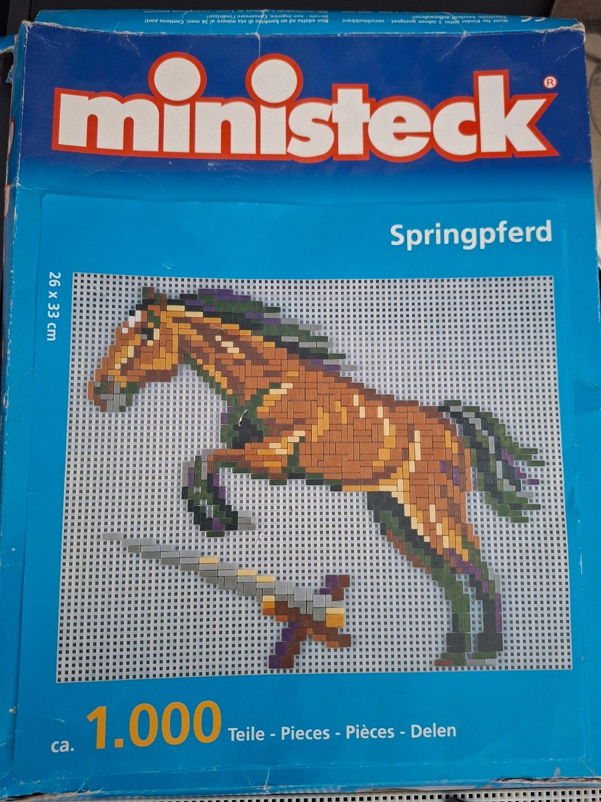 Ministeck Springpaard - Compleet met doos en voorbeeld, Hobby en Vrije tijd, Ministeck, Ophalen, Gebruikt, (Grond)plaat